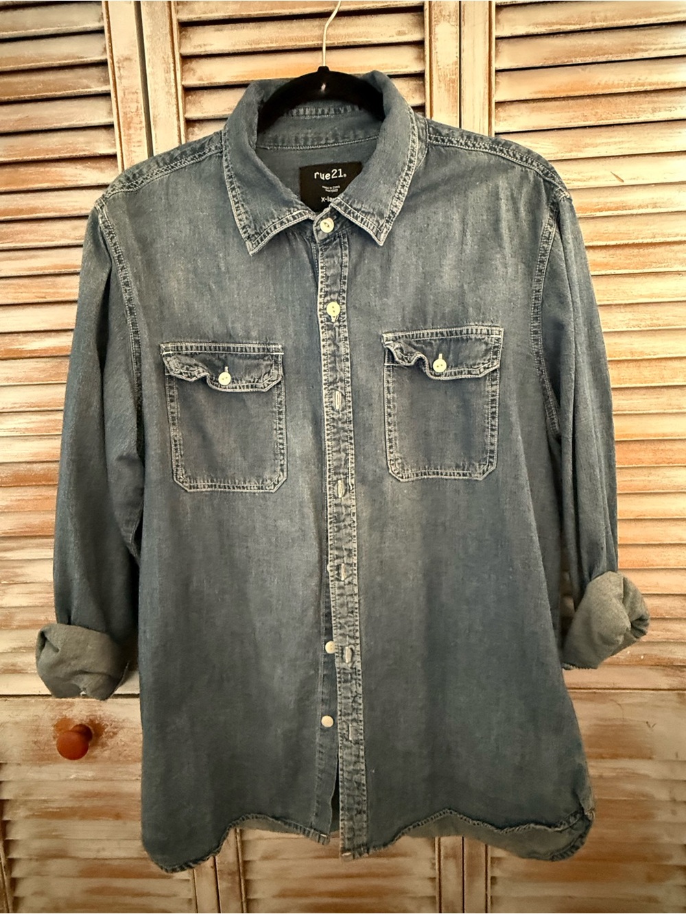 Rue21 Faded Blue Denim Button-Down Shirt